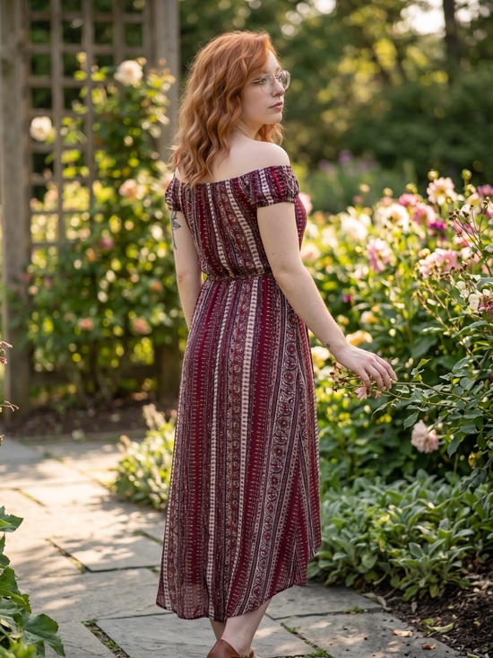 Ambiance Dresses & Skirts - ☀️ Ambiance • Boho Off-Shoulder Maxi Dress/Romper in Paisley Print • women’s Md